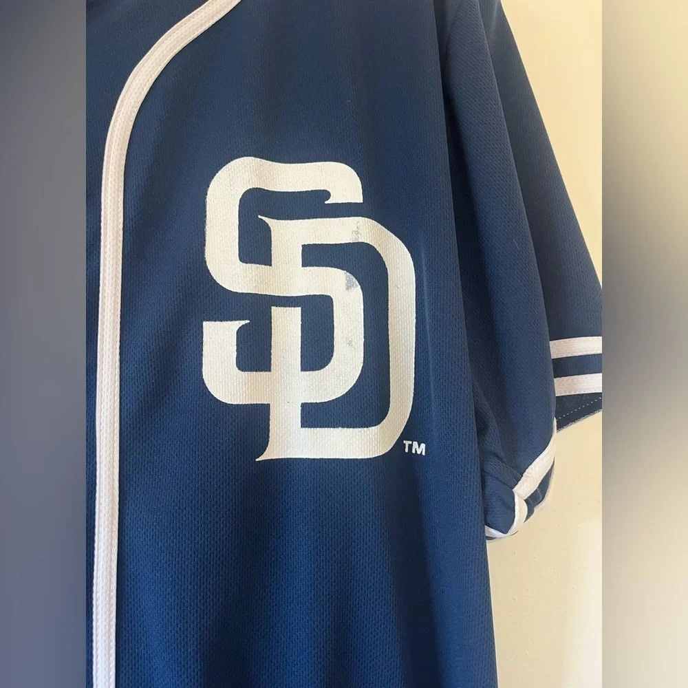 Blue Baseball Jersey with White Accents - Picture 3 of 5